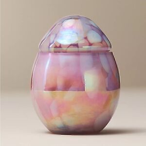 Anthropologie Cheena Egg Floral Pink Peony & Neroli Glass Candle New In Box